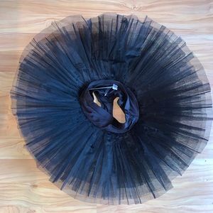 practice tutu  + black open back ballet leotard